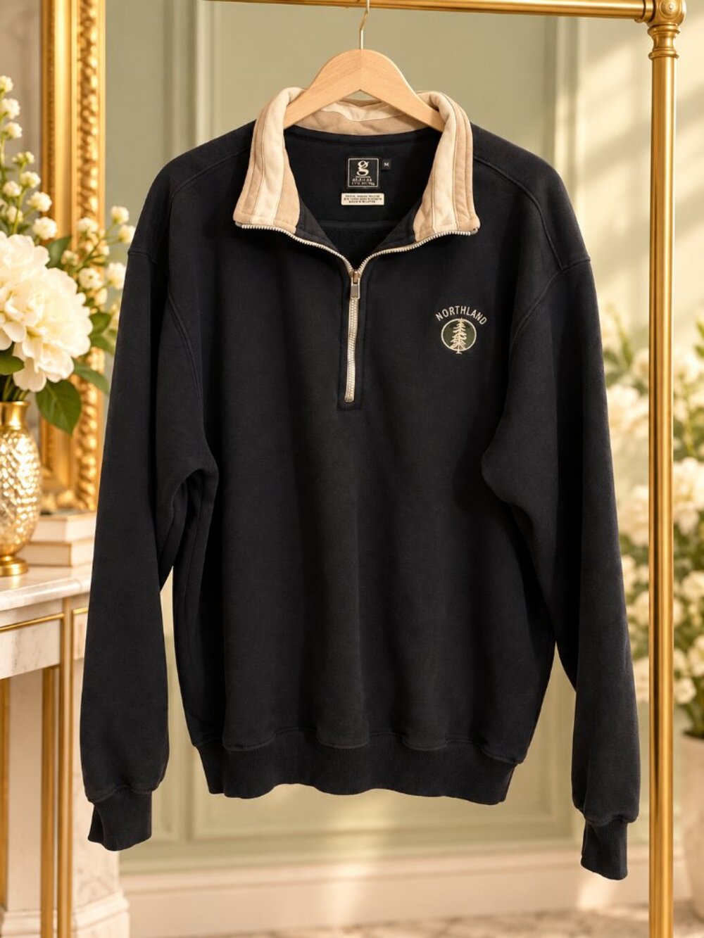 G Gear for Sports Northland Half Zip Sweatshirt Men's M Black Vintage Pullover